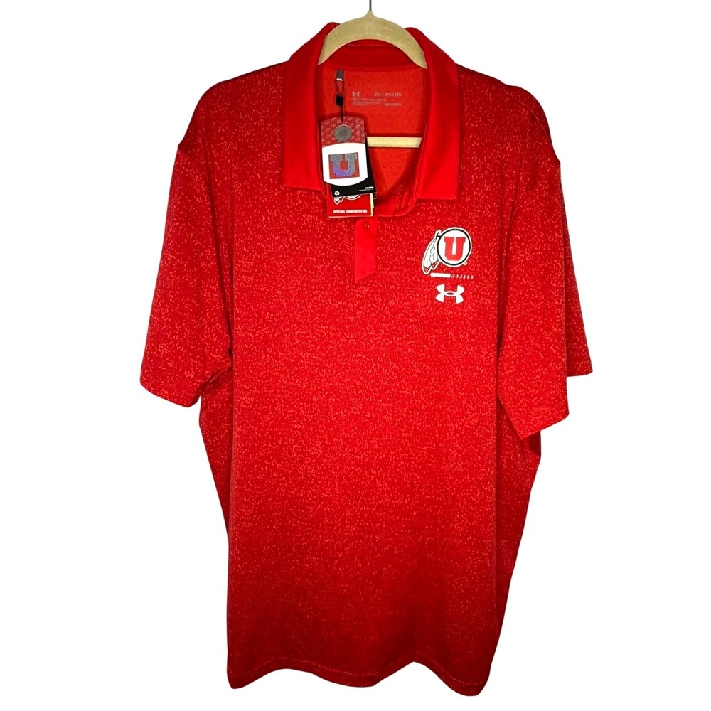 Under Armour Polo Shirt Mens 2XL Red Utah Utes NCAA HeatGear Loose Fit NWT